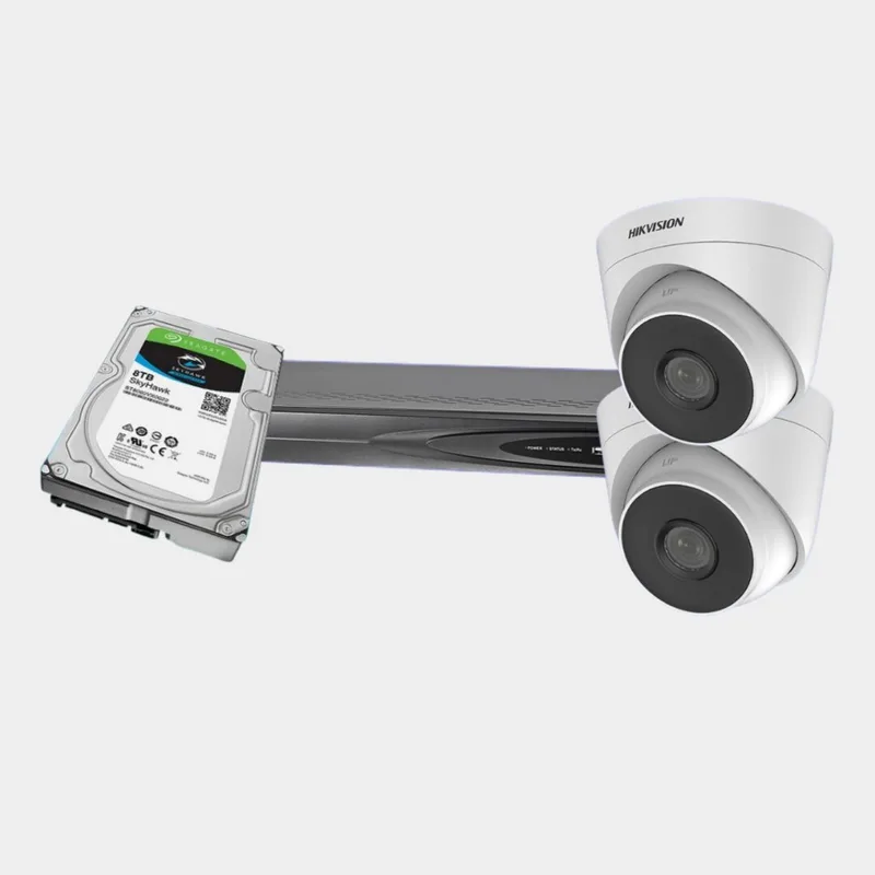 CCTV 2대 패키지 구성 — 녹화기·하드디스크·카메라 2대