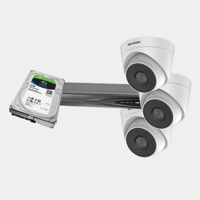 CCTV 3대 패키지 구성 — 녹화기·하드디스크·카메라 3대